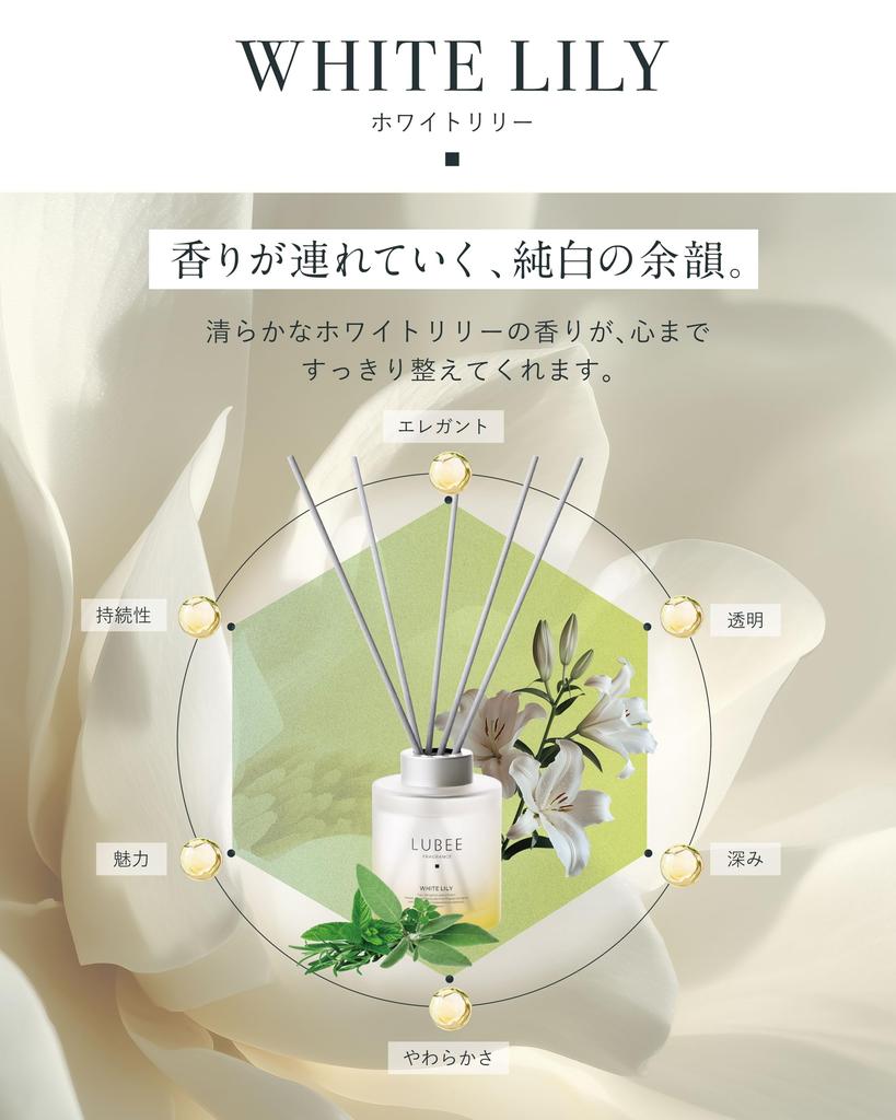 dignified a lingering scent of pure Ruby Room Fragrance White Lily Diffuser 2 with reed gift [A fragrance, white] (approximately months' supply)