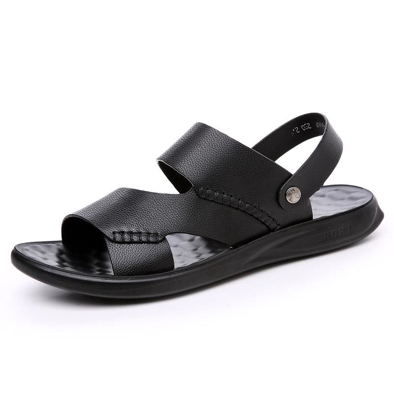 Plus Size 38-48 Men'S Sandals Multifunctional Slides Split Leather Summer Footwear For Man Slippers