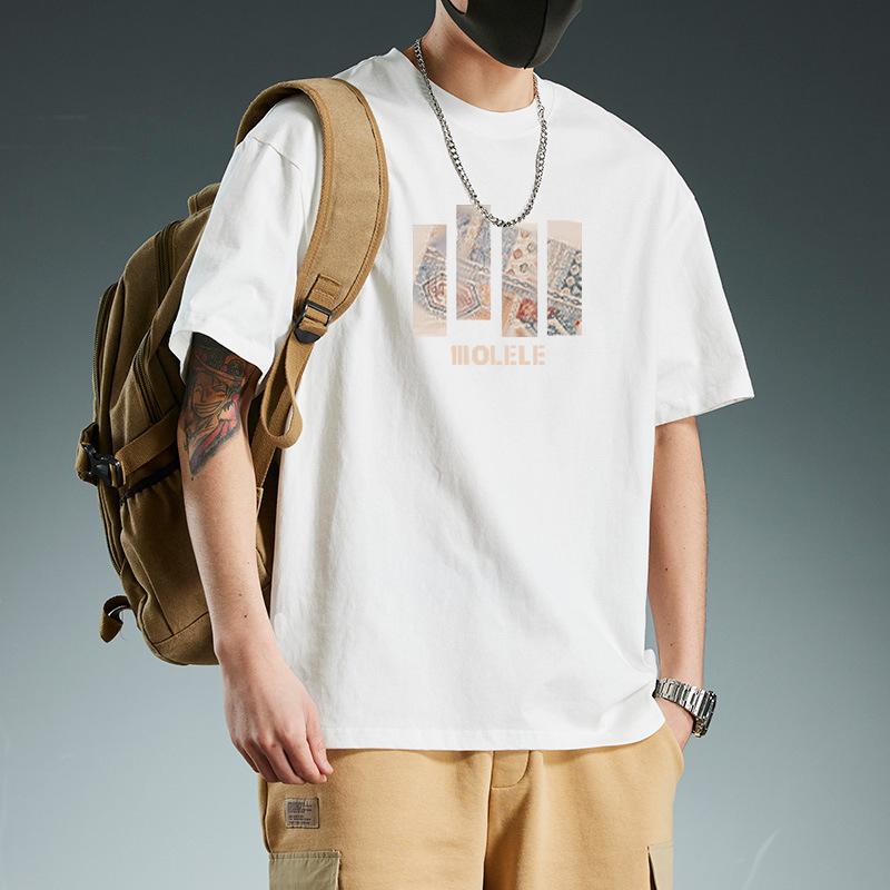 

Men Graphic Letter Print Short Sleeve T Shirt Crew Neck Casual Loose Fit Daily Summer Basic Top S белый