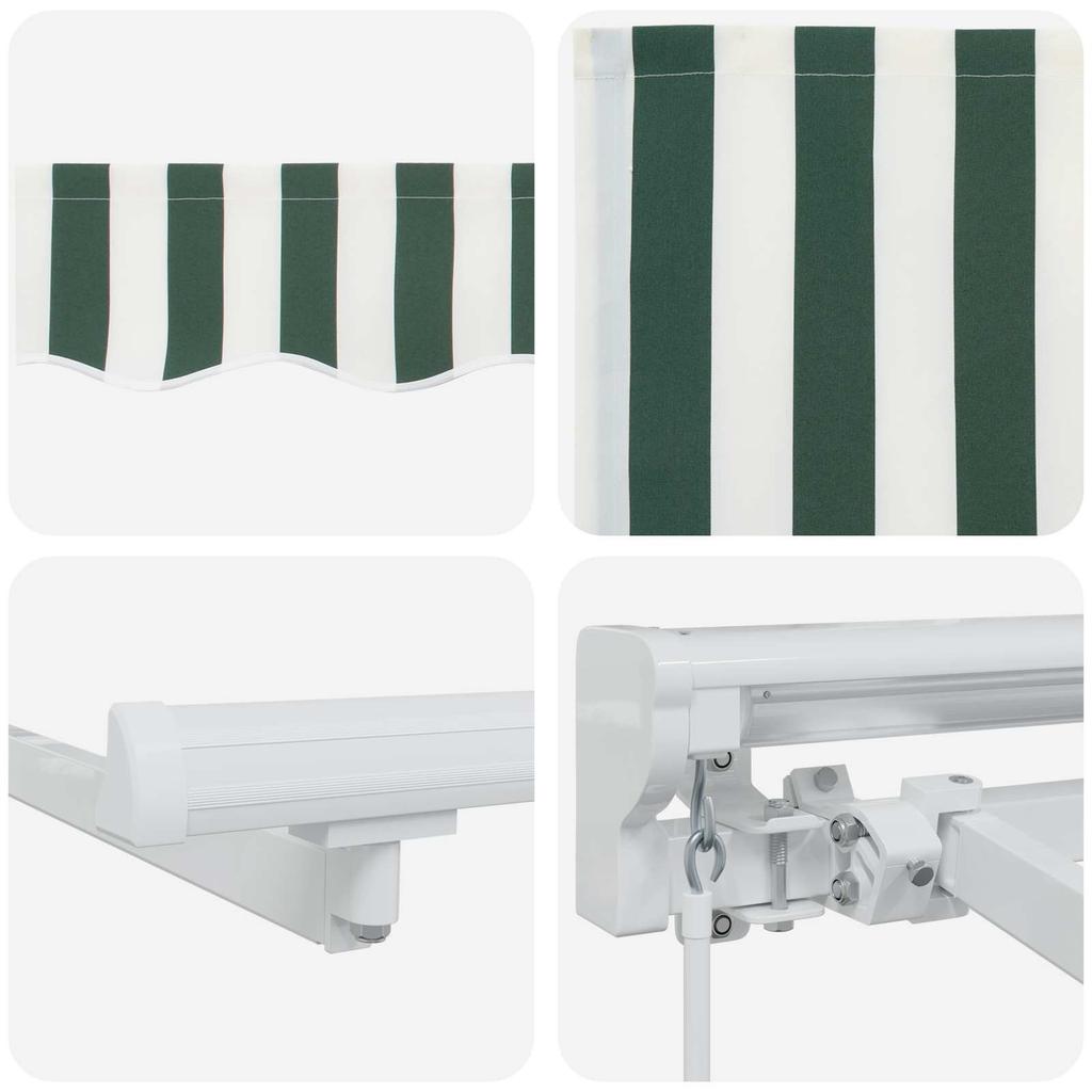Manual Awning Frame with LEDs Green and White 5 X 3.5 M