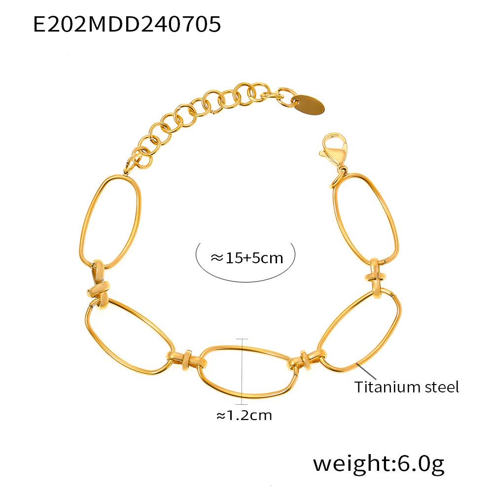 Korean Retro Geometric Patchwork Chain Bracelet for Women, 18K Gold-Plated Titanium Steel Jewelry