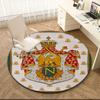1pc Medieval royal coat of arms and iris Round carpet Painted Printed circular carpet, home door mat, outdoor travel protection carpet