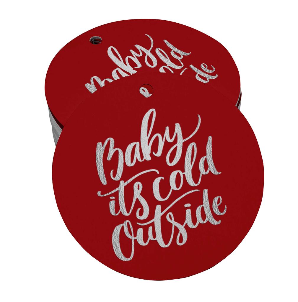 Inkdotpot Real Gold Foil Baby It's Cold Outside Baby Shower Tags Favor Hang Paper Tags 100