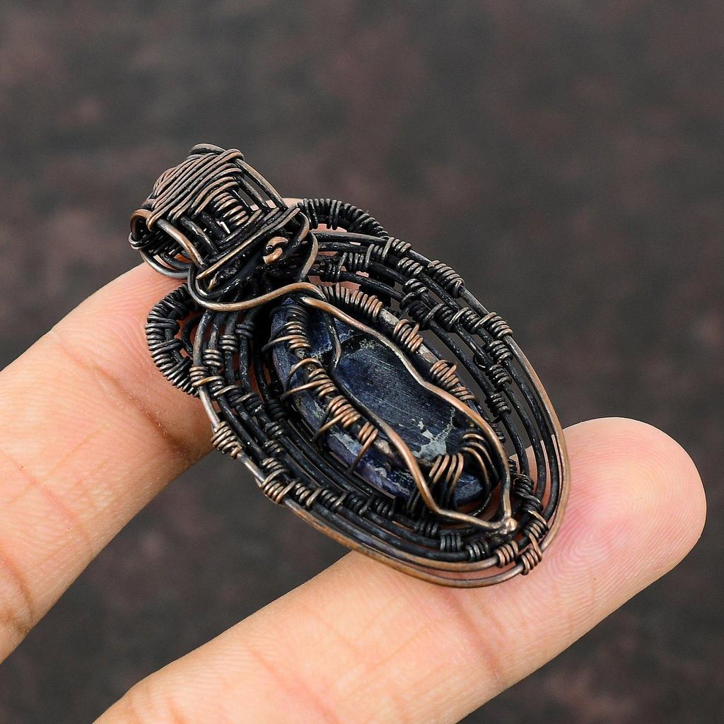 Tree Of Life Sodalite Pendant Copper Wire Wrapped Jewelry Gemstone Copper Pendant Tree Of Life Jewelry Gift For Mom Handmade Wrapped Pendant