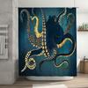Oceaan Octopus Douchegordijn Zeeleven Kust Badkamer Decoratie Nautisch Petrol Blauw Waterdicht Douchegordijn Set Vintage Muurkunst