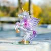 Flying Horse Statue Artificial Crystal Figurine with Winged and Golden Edges Gift For Women And Home Office Decoration