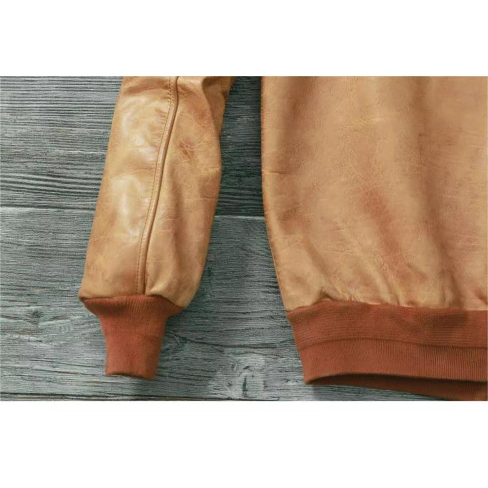 Čínská velikost Klasická letecká bunda A2 Pilotní bunda Vintage Špinavě žlutá Voskovaná hovězí kůže Bunda z pravé kůže Muži Letecké bundy Pánské kabáty