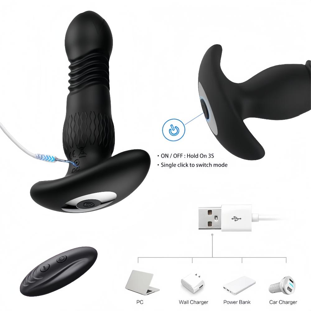 Butt Plug Anal Telescopic Vibrator Male Prostate Massager Female G-Spot Clitoris Stimulator Dildo Gay Masturbator Adult Toy