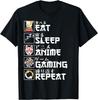 Eat Sleep Anime Gaming Repeat Kawaii Otaku Anime Unisexga  Custom Printed Graphic T Shirts Customizable Graphic Loose Soft TShirts
