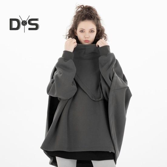 Unisex Hoodie Fake Two-piece Poncho Multi-Layered Irregular Design Thick High Collar Mechanical Style Hoodie Long-Sleeved Daily Sports Street Wear