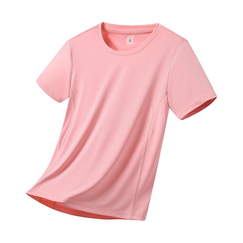 Sport-T-Shirt mit Netzstruktur, schnelltrocknend, aus Eis-Seide, kurzärmelig, Damen, halblang, Basisshirt