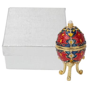 Vintage Emaliowane Easter Egg Diamante Biżuteria Organizator Ozdoba Pudełka Ozdoba Prezent