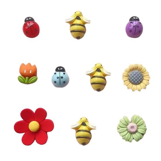 10 ks Kreslené zvíře Květina Magnet na lednici Domácí Kancelář Kuchyň Skříňka Lednička Magnetická 3D Včela Beruška Tulipán Slunečnice Dekorace Ozdoba