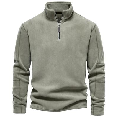 Felpa in pile versatile da uomo con zip e collo alto per autunno/inverno