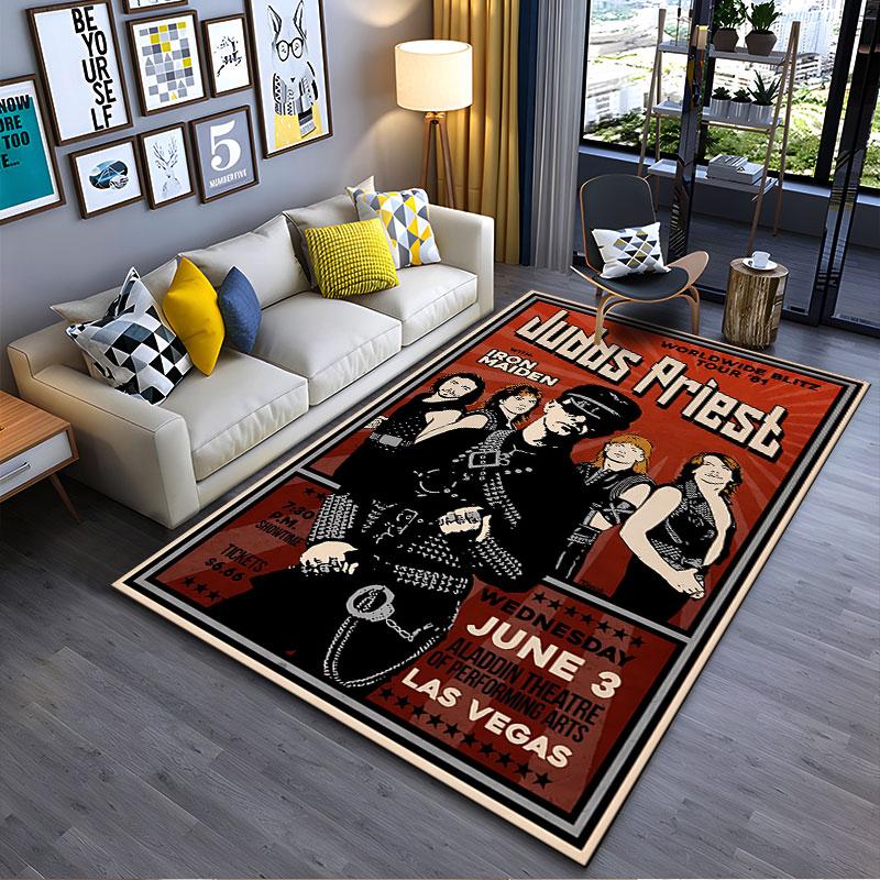 Judas Priest Tour Poster Carpet suitable as a non-slip mat for the living room or bedroom sofa