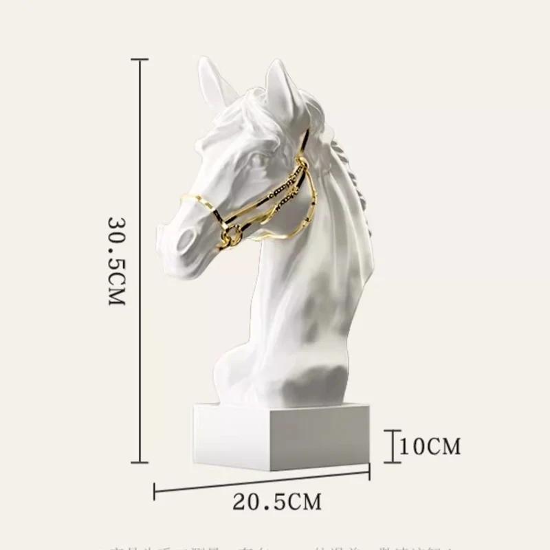 Gypsum sculpture Artistic horse head ornament Statues Soft decoration living room wine cabinet office Figurines Home Decor