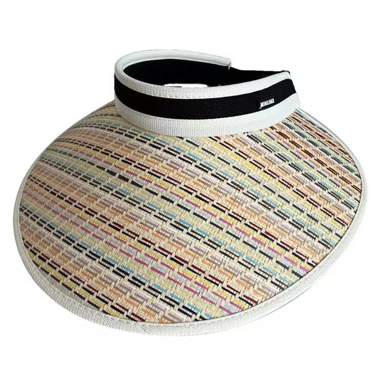 New Fashion Rainbow Knitted Hat Women's Empty Top Hat Beach Hat Big Brim Sun Hat Sun Hat Sun Hat