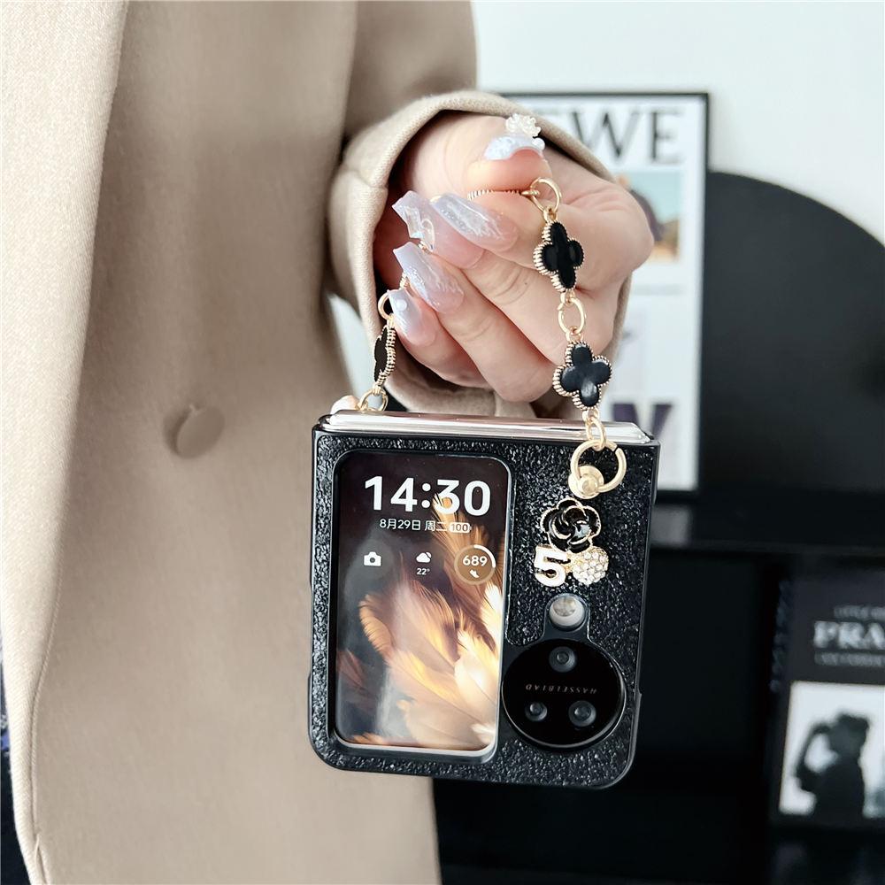 Luxury Glitter Bracelet Flower Chain Case For OPPO Find N3 Flip Find N2 Flip Shockproof Cover Funda