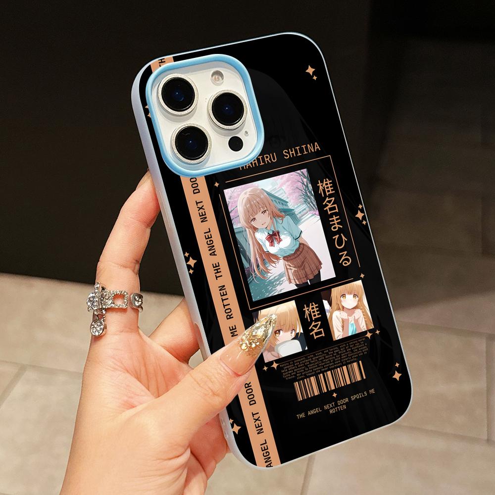

Angel Mahiru Shina Phone Case for iPhone 17 16 15 14 13 12 11 Air Pro Max Plus Jelly Double layer Light Blue Cover iPhone 15 Pro Max