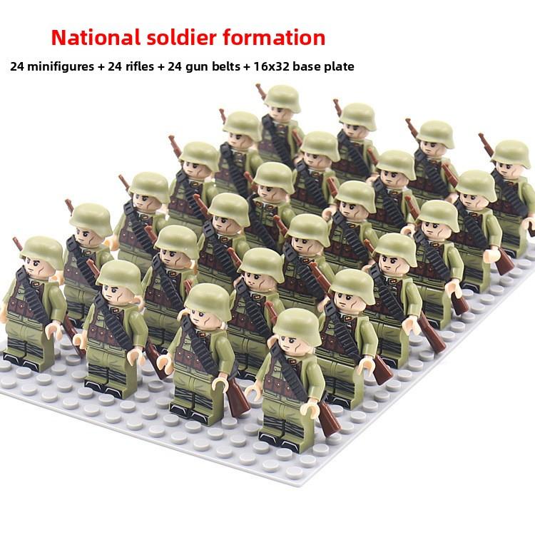 Non-Toxic Military German Soviet And American Soldiers Various Legions New World War Ii Doll Phalanx Suit Rifle Assembly Building Blocks