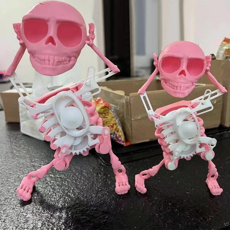 3D Skeleton Toy Fun Dancing Skeleton Toy Swinging Skeleton Toys Stress Relief Toys Manual Wind-Up Rocking Toy for Decorating