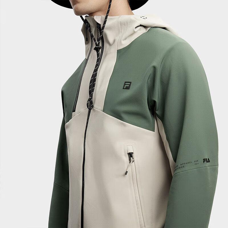 Fila Mountain Peak Color Block Hooded Outdoor Woven Sports Jacket Men Jacket Siberian-Green A11M417701F-DG