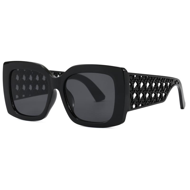 Trendy European Large Frame UV Protection Sunglasses with Hollowed-Out Design