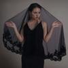 Black Lace Halloween Bride Lace Mantilla Bridal Wedding Veil Head Covering Scarf