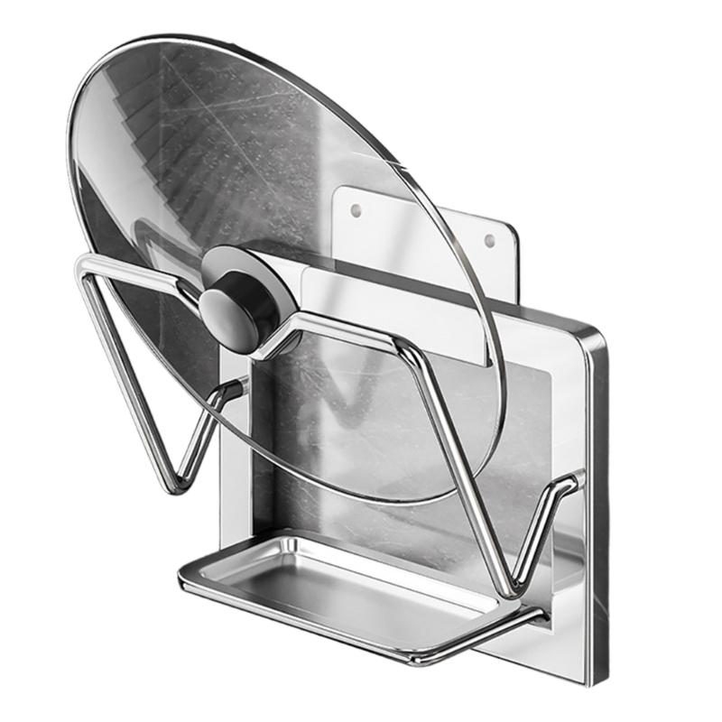 Multipurpose Kitchen Counter Stainless Steel Pot and  Pan Lid Organizer Storage Rack Cutting Board Organizer