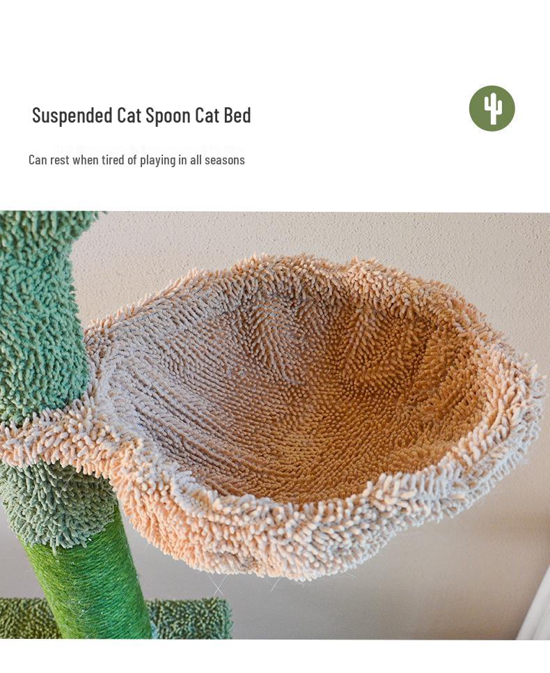 Cactus Cat Tree & Bed: All-in-One Christmas Tree, Scratching Post, and Toy Sky Pillar for Cats.