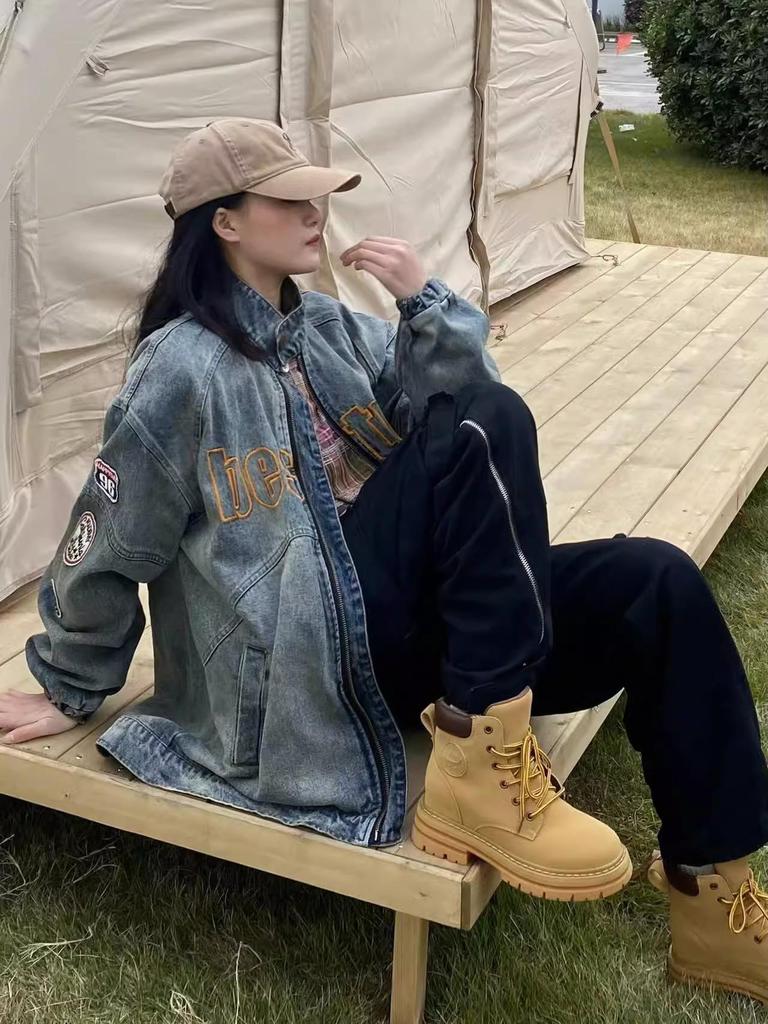 Nová jarní džínová bunda: Dámský volný, ležérní podzimní kabát v korejském stylu