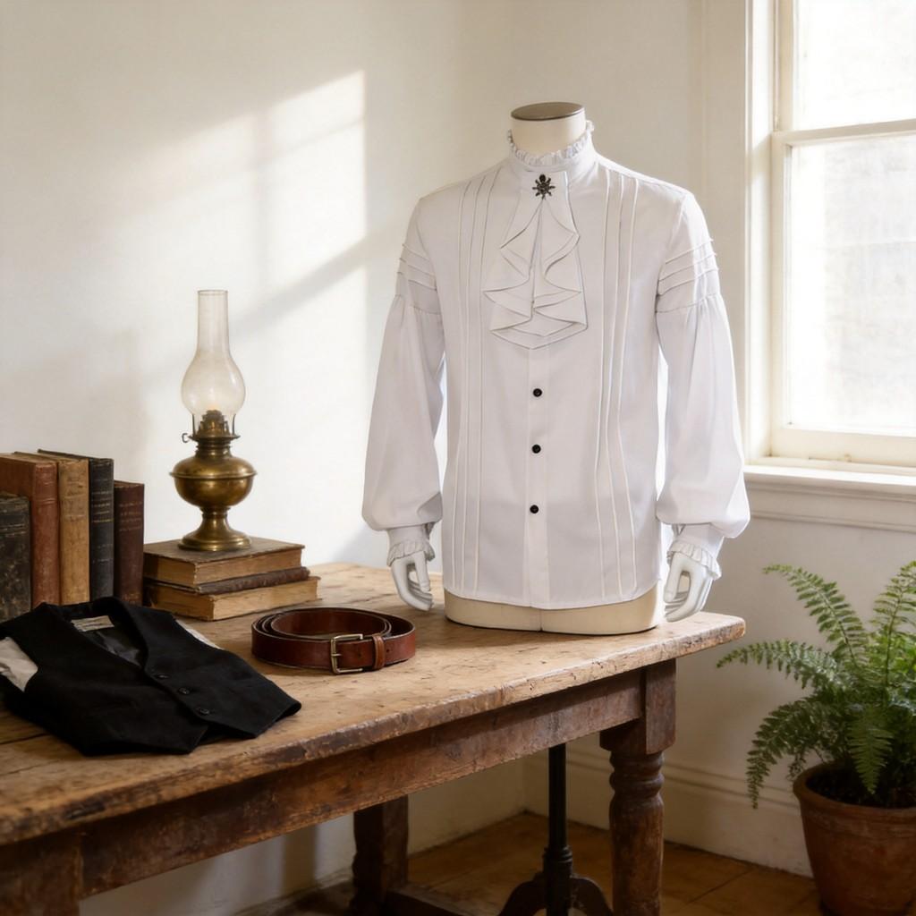 Camicia Pirata Steampunk Medievale a Maniche Lunghe per Uomo e Abbigliamento da Festa