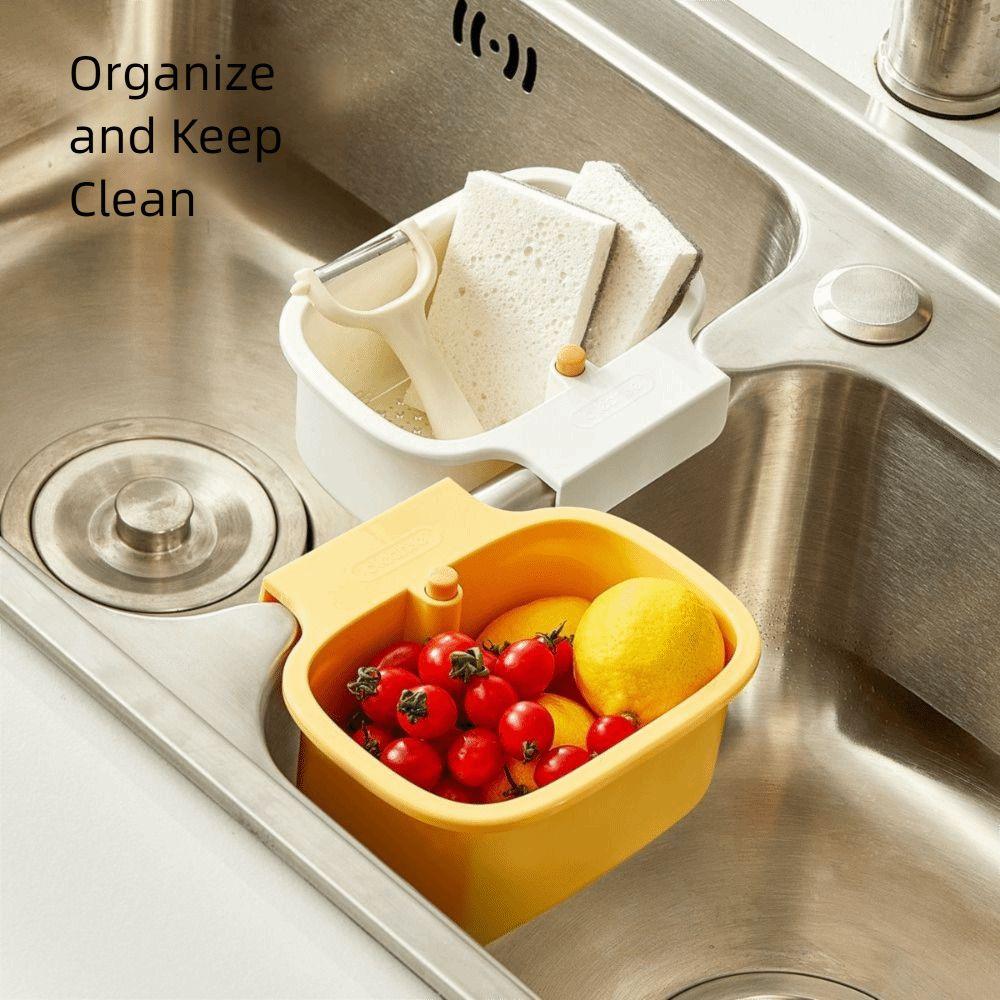 Quickly Drain Sink Hanging Strainer Basket 2 in 1 Soap Sponge Storage Shelf  Kitchen Accessories