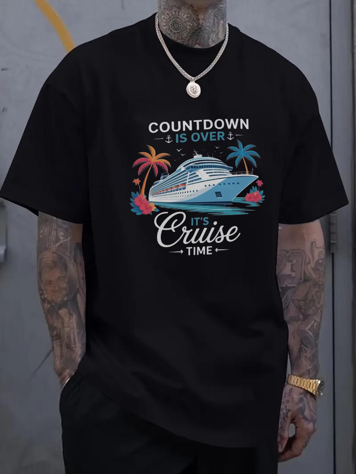 Men s Short Sleeve T-Shirt - Cruise Time Graphic Print with Countdown Is Over De XXXXL