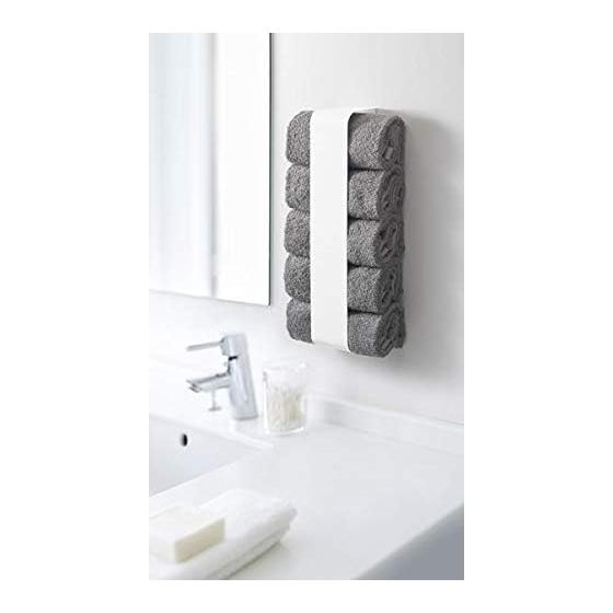 [Bulk Purchase Set of 2] Yamazaki Jitsugyo Plate Magnetic Towel Holder White 3582 | Towel Stocker Washing Machine Magnet Storage Rack Sanitary