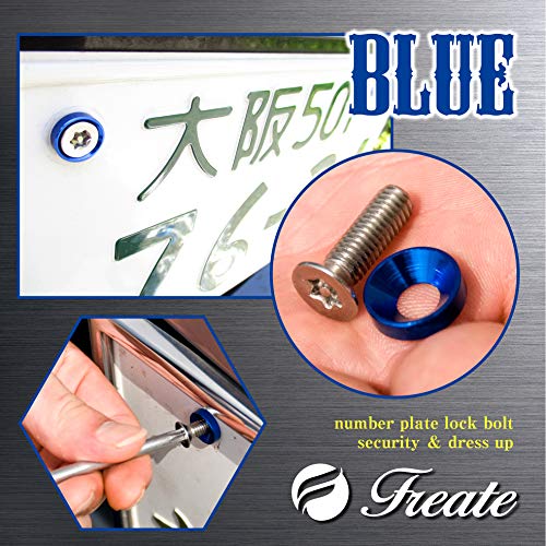 Freate Number Plate Bolt Number Frame Anti-Theft Screw M6 (Blue, Threaded Section 25mm)