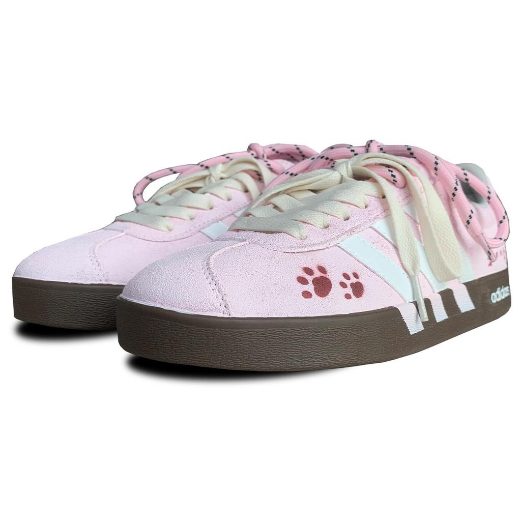 Adidas VL COURT 2.0 Abrasion Resistant Lightweight Low top Skateboard Shoes Unisex Pink White HQ1802(Team417-)