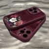 Red velvet floral pattern phone case suitable for iPhone 17 16 15 14 13 12 11 Pro/Max/Plus anti drop and shockproof back cover