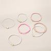 7Pcs Colorful Rice Beads Bracelet Peach Heart Beaded Bracelet Fashionable Love Heart Stacked Hand Zircon Gift for Women Girls