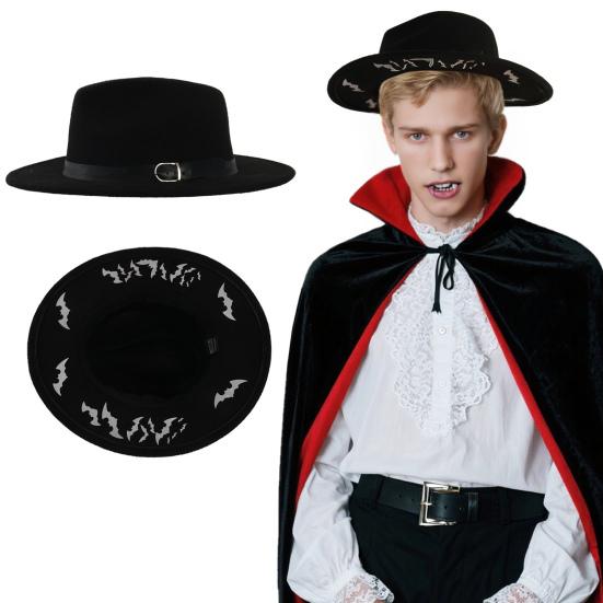 Klobouk Černého mága Halloween Viktoriánská maškarní párty Plstěný cylindr Vánoční kostýmní doplněk pro muže ženy