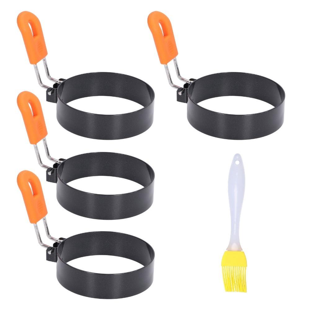 4 PCS Black Orange Egg Ring Non-Stick Egg Patty Maker Convenient Egg Cooker  Indoor Cooking