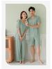Men's Ice Silk Short Sleeve Pajama Set with Round Neck, Ribbed Shorts, and Versatile T-shirt for Indoors and Outdoors