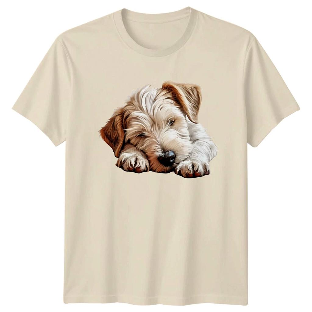 Sleeping Fluffy Dog Puppy Animals Graphic Tee Mens Womens Unisex T-Shirt