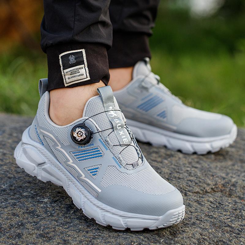 Fashion Lightweight Rotating Button Work Sneakers Protective Shoes Safety Puncture-proof Anti-smash Steel Toe Shoes Man Non-slip Sneaker