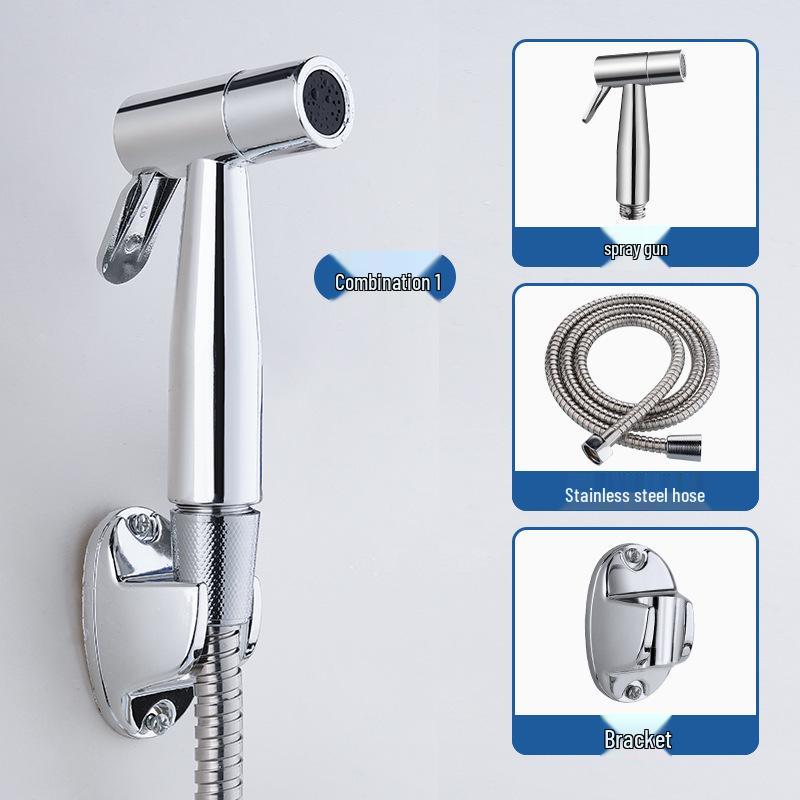 304 Stainless Steel Shower & Bidet Spray Gun Set for Shampooing, Toilet Flushing, with Small Nozzle