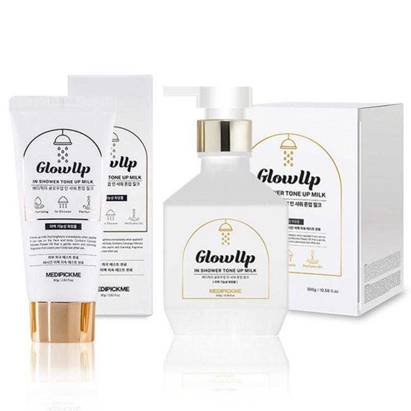Medipick Me Glow Up In-Shower Tone-Up Milk 300g + 80g Shower Tone-Up Cream 48-Hour Tone-Up Maintenance