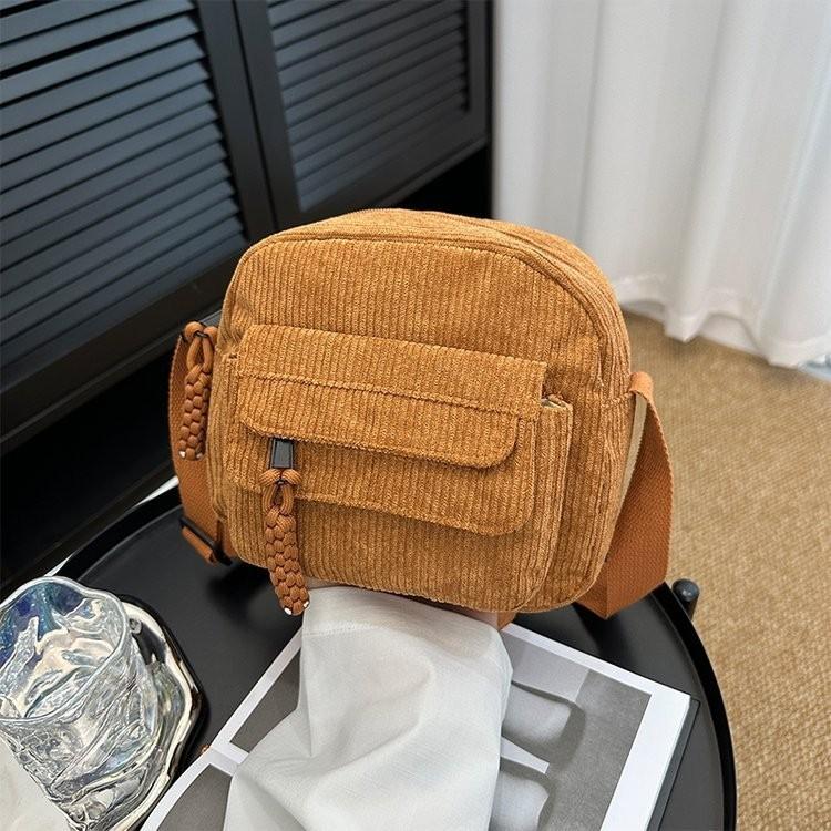 Stylish Mini Corduroy Crossbody Bag For Women In Fresh Colors Soft Fabric Design