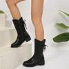 2024 High Quality Ladies Shoes Side Zipper Women's Boots Fashion Rear Lacing Modern Boots Women Winter Plus Size Mid-Calf Boots