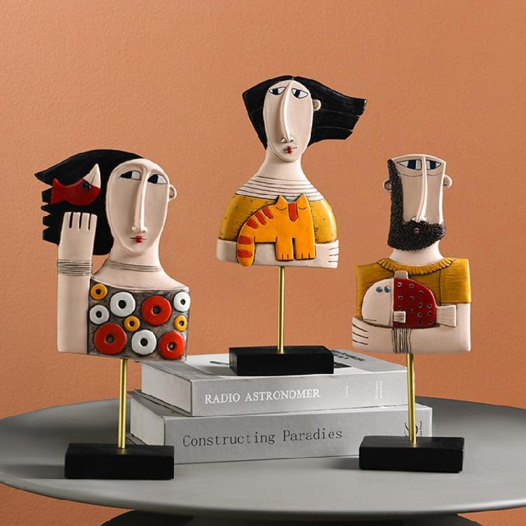 Face Art Statue Sculpture Resin Handmade Carving Figurine Study Studio Room