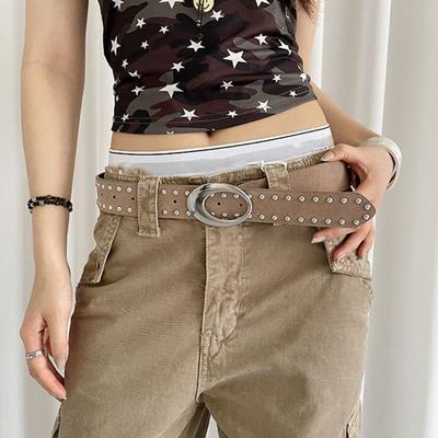 Retro Business Waist Belt Luxury Design Punk Waistband Suede Rivet Belt  Paired with Skirts Jeans